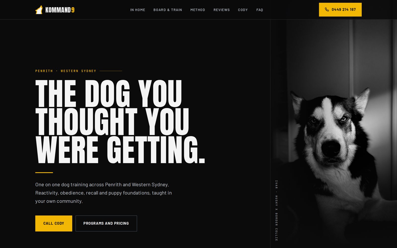 Kommand9 Dog Training website